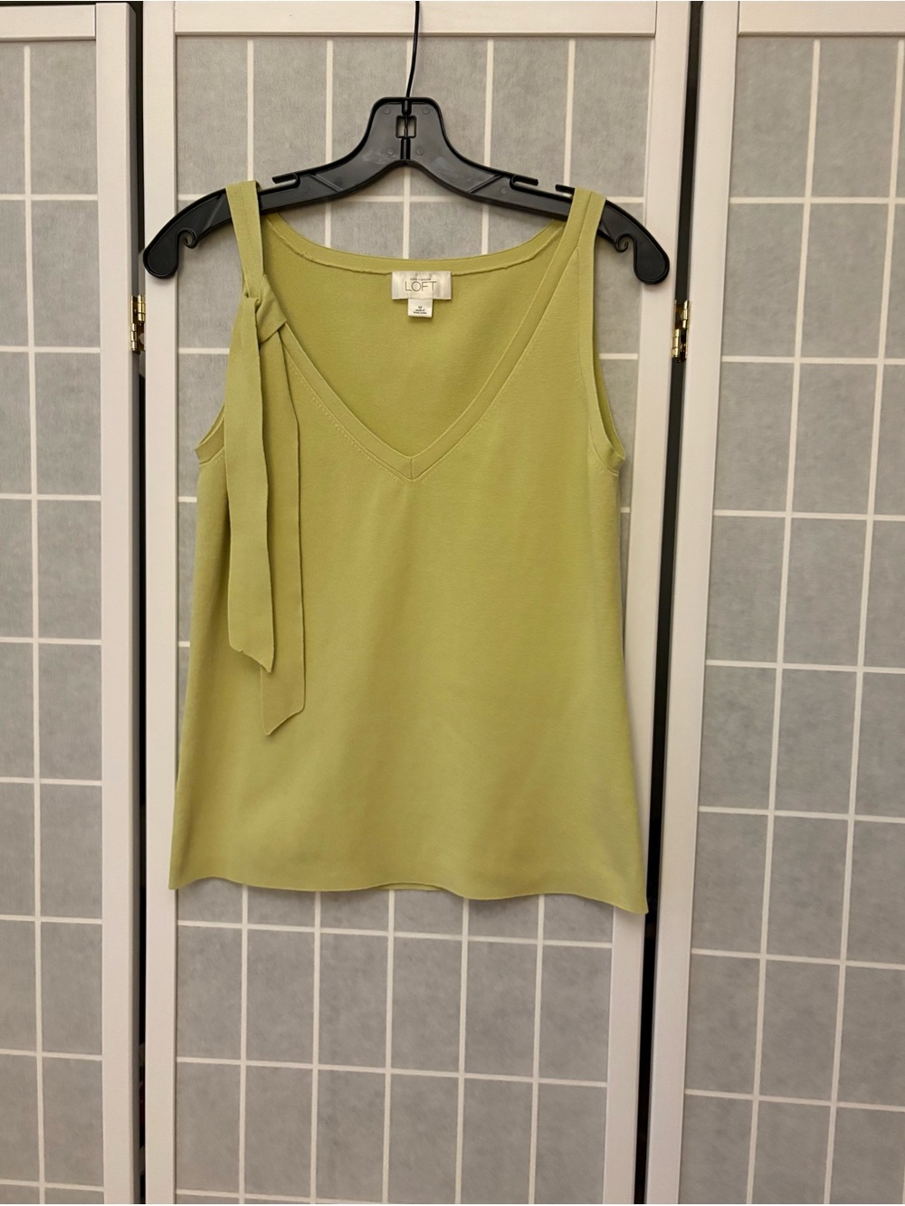 LOFT Olive Green V-Neck Tie-Strap Tank